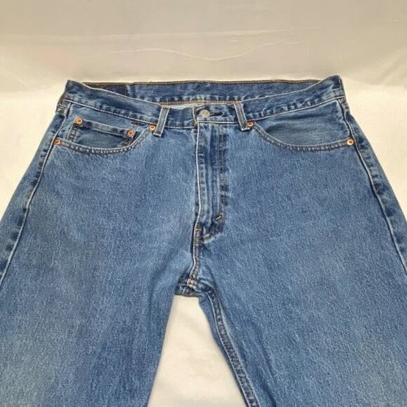 Levi's 505 Men's Blue Jeans 36x32 LEVI Strauss Reg Fit Straight Med. Wash Denim - Picture 13 of 13